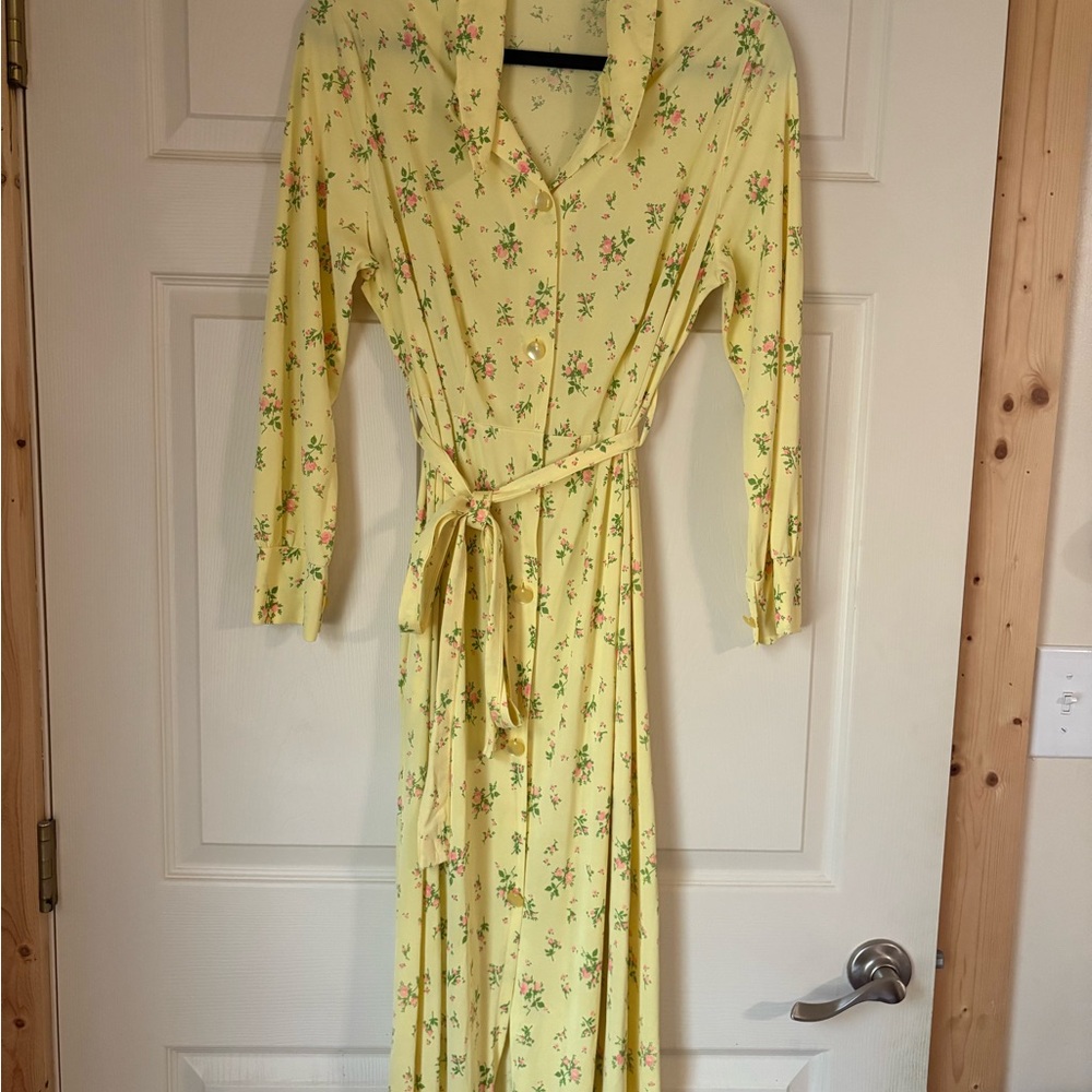 Floral Yellow Long Sleeve Dress
